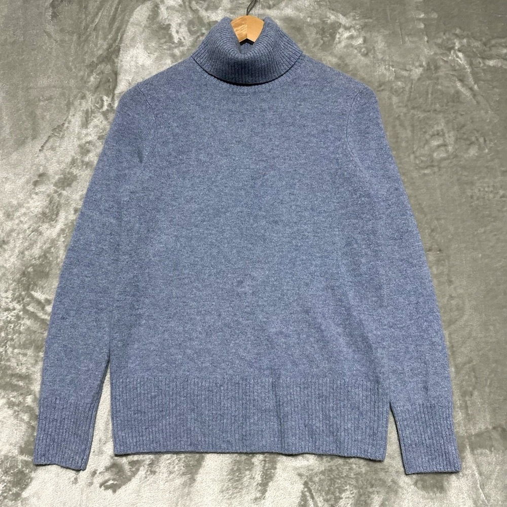 Saks Fifth Avenue Cashmere Turtleneck Sweater Size Medium Blue Old Money Minimal